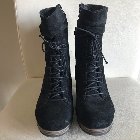 Wolky Leather Suede Lace Up Boots Black Size 39 / 8 - Picture 4 of 9
